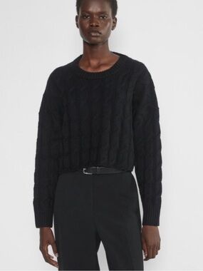 Babaton Black Cable Knit Crewneck Sweater - Men
